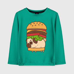 Лонгслив хлопковый детский Мопс-бургер, цвет: зеленый
