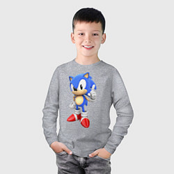 Лонгслив хлопковый детский Classic Sonic, цвет: меланж — фото 2