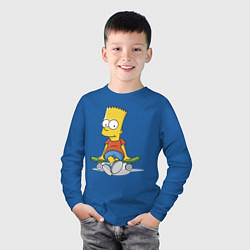 Лонгслив хлопковый детский Барт на скейте, цвет: синий — фото 2