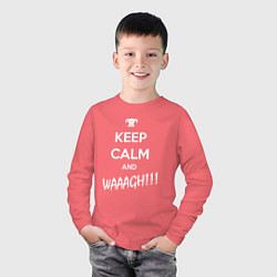 Лонгслив хлопковый детский Keep Calm & WAAAGH, цвет: коралловый — фото 2