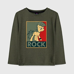 Лонгслив хлопковый детский Rock Pony, цвет: меланж-хаки