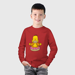 Лонгслив хлопковый детский Гомер на пончике, цвет: красный — фото 2