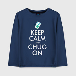 Лонгслив хлопковый детский Keep Calm & Chug on, цвет: тёмно-синий