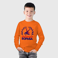 Лонгслив хлопковый детский Греко-римская борьба, цвет: оранжевый — фото 2