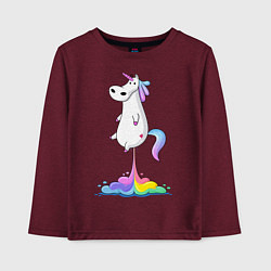 Лонгслив хлопковый детский Взлет единорога, цвет: меланж-бордовый