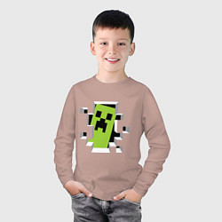 Лонгслив хлопковый детский Crash Minecraft, цвет: пыльно-розовый — фото 2