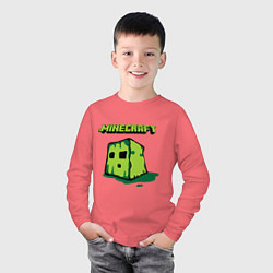 Лонгслив хлопковый детский Minecraft Creeper, цвет: коралловый — фото 2