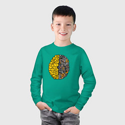Лонгслив хлопковый детский Мозг инженера, цвет: зеленый — фото 2