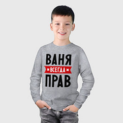 Лонгслив хлопковый детский Ваня всегда прав, цвет: меланж — фото 2