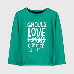 Детский лонгслив Ghouls Love Coffee