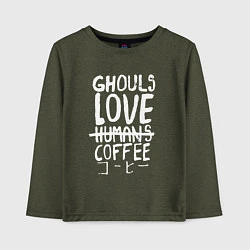 Детский лонгслив Ghouls Love Coffee