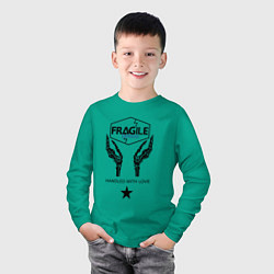 Лонгслив хлопковый детский Fragile Express, цвет: зеленый — фото 2