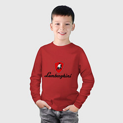 Лонгслив хлопковый детский Logo lamborghini, цвет: красный — фото 2