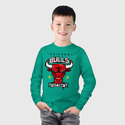 Лонгслив хлопковый детский Chicago Bulls est. 1966, цвет: зеленый — фото 2