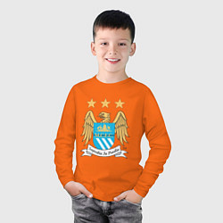 Лонгслив хлопковый детский Manchester City FC, цвет: оранжевый — фото 2
