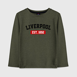 Лонгслив хлопковый детский FC Liverpool Est. 1892, цвет: меланж-хаки