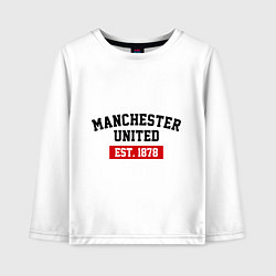 Лонгслив хлопковый детский FC Manchester United Est. 1878, цвет: белый