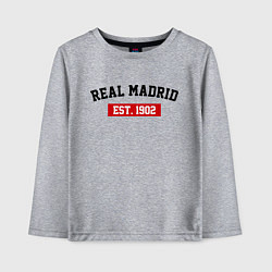 Лонгслив хлопковый детский FC Real Madrid Est. 1902, цвет: меланж