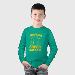 Лонгслив хлопковый детский Super Saiyan Training, цвет: зеленый — фото 2