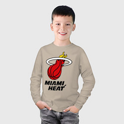 Лонгслив хлопковый детский Miami Heat-logo, цвет: миндальный — фото 2
