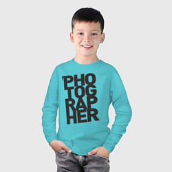 Лонгслив хлопковый детский Фотограф, цвет: бирюзовый — фото 2