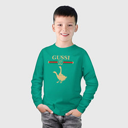 Лонгслив хлопковый детский GUSSI Fashion, цвет: зеленый — фото 2