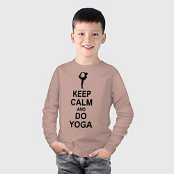 Лонгслив хлопковый детский Keep Calm & Do Yoga, цвет: пыльно-розовый — фото 2