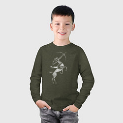 Лонгслив хлопковый детский Звездный Стрелец, цвет: меланж-хаки — фото 2