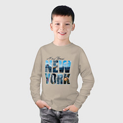 Лонгслив хлопковый детский White New York, цвет: миндальный — фото 2