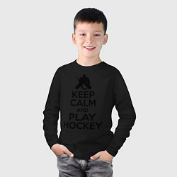 Лонгслив хлопковый детский Keep Calm & Play Hockey, цвет: черный — фото 2