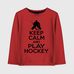 Лонгслив хлопковый детский Keep Calm & Play Hockey, цвет: красный