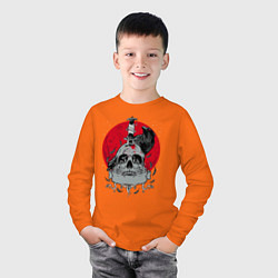 Лонгслив хлопковый детский Ворон, цвет: оранжевый — фото 2