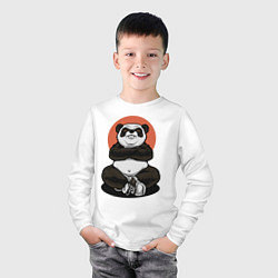 Лонгслив хлопковый детский Злая панда, цвет: белый — фото 2