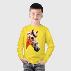 Лонгслив хлопковый детский Лошадь, цвет: желтый — фото 2