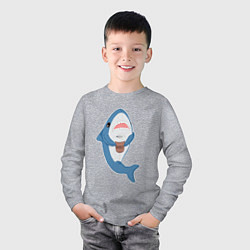 Лонгслив хлопковый детский Hype Shark, цвет: меланж — фото 2