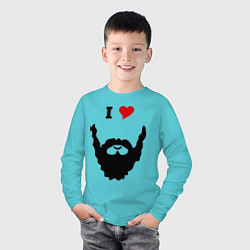 Лонгслив хлопковый детский Люблю бороду, цвет: бирюзовый — фото 2