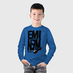 Лонгслив хлопковый детский Eminem recovery, цвет: синий — фото 2