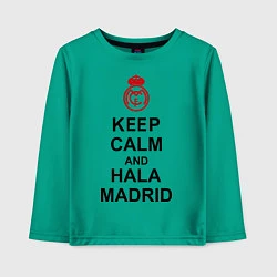 Лонгслив хлопковый детский Keep Calm & Hala Madrid, цвет: зеленый