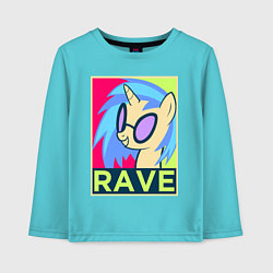 Лонгслив хлопковый детский DJ Pon-3 RAVE, цвет: бирюзовый