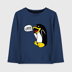 Лонгслив хлопковый детский Пингвин: Linux, цвет: тёмно-синий
