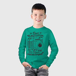 Лонгслив хлопковый детский Фотограф, цвет: зеленый — фото 2