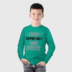 Лонгслив хлопковый детский Support only, цвет: зеленый — фото 2