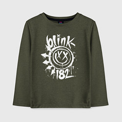 Лонгслив хлопковый детский Blink-182: Smile, цвет: меланж-хаки