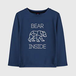 Лонгслив хлопковый детский Bear Inside, цвет: тёмно-синий