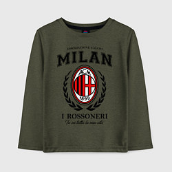 Лонгслив хлопковый детский Milan: I Rossoneri, цвет: меланж-хаки