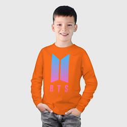 Лонгслив хлопковый детский BTS: Neon V, цвет: оранжевый — фото 2