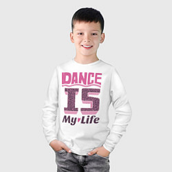 Лонгслив хлопковый детский Dance is my life, цвет: белый — фото 2