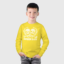 Лонгслив хлопковый детский Green Day: Skulls Love, цвет: желтый — фото 2