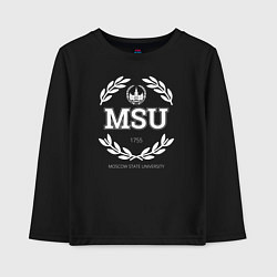 Лонгслив хлопковый детский MSU, цвет: черный