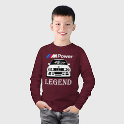 Лонгслив хлопковый детский BMW M Power: Legend, цвет: меланж-бордовый — фото 2